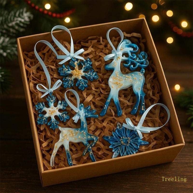 Waterproof Resin Reindeer Snowflake Christmas Ornament Quick Easy Installation