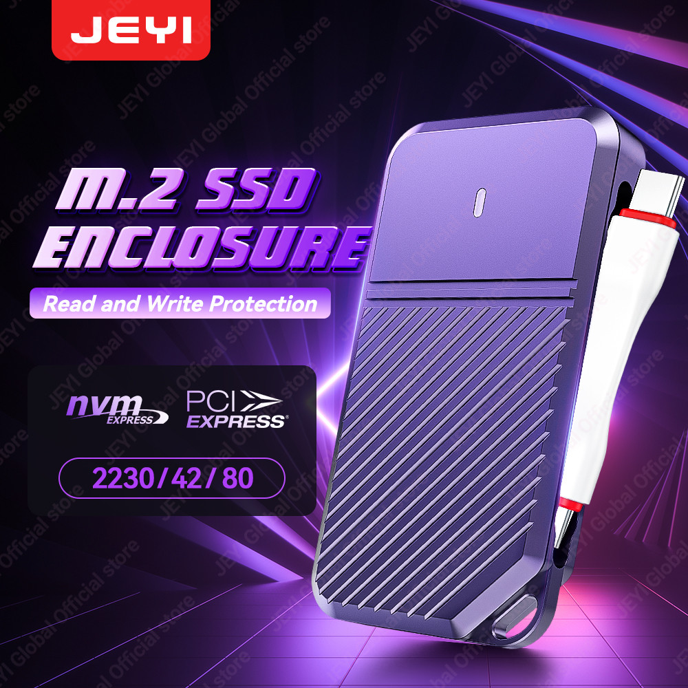 JEYI Gyro-Sensor เขียนป้องกัน M.2 NVMe Enclosure,10Gbps USB-C SSD Case & RTL9210CN ชิปรองรับ 2230/42