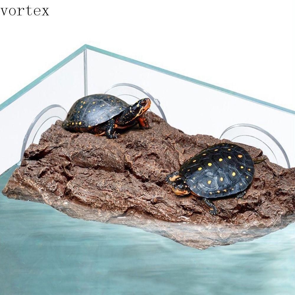 VORTEXG Turtle Basking Platform, เรซิ่นจําลอง Rock Turtle Drying Platform, Creative ดูดถ้วย Tree Bar