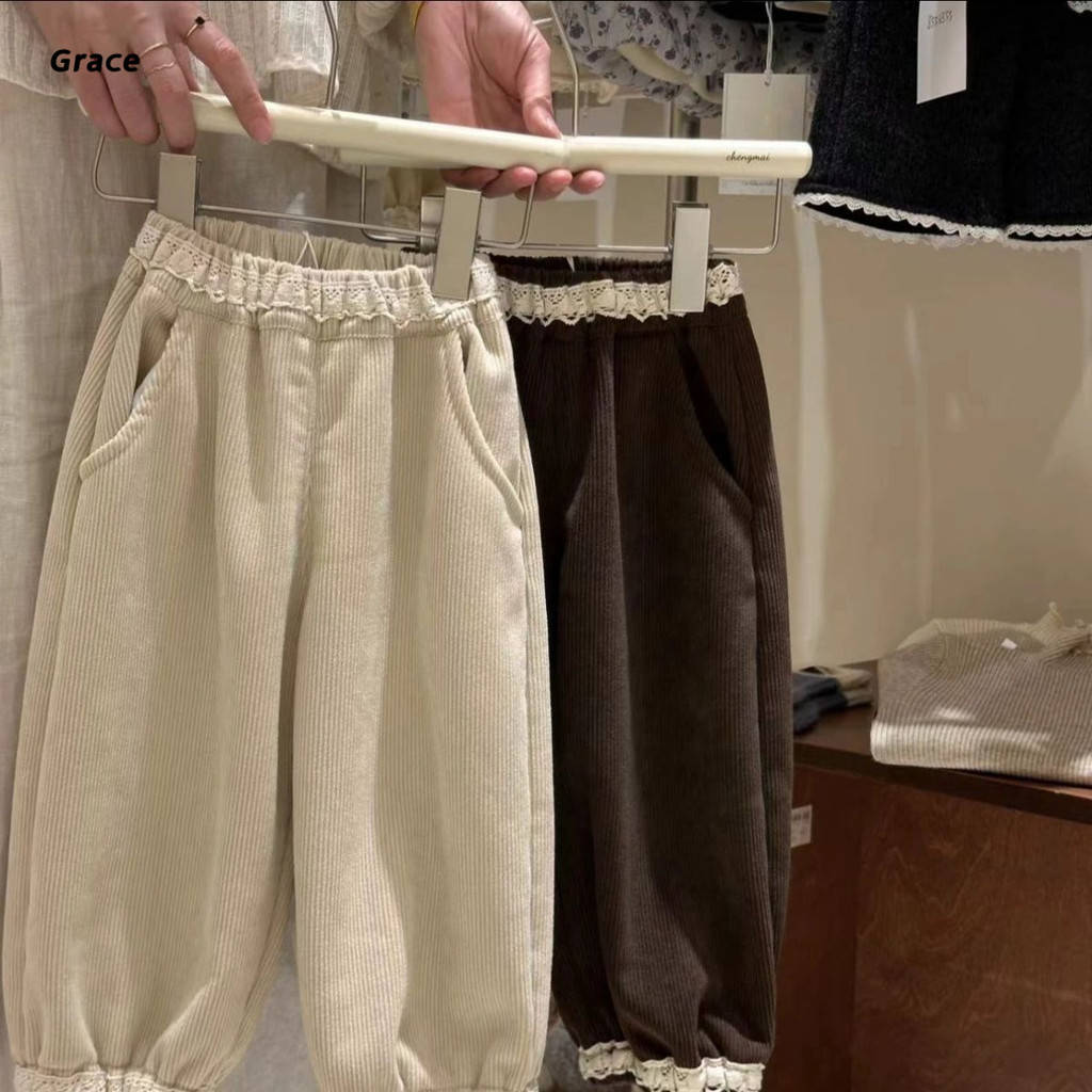 กางเกงลำลองสำหรับเด็กหญิงสไตล์เกาหลี ปี 2025 ดีไซน์เชือกรองเท้า GRL441
