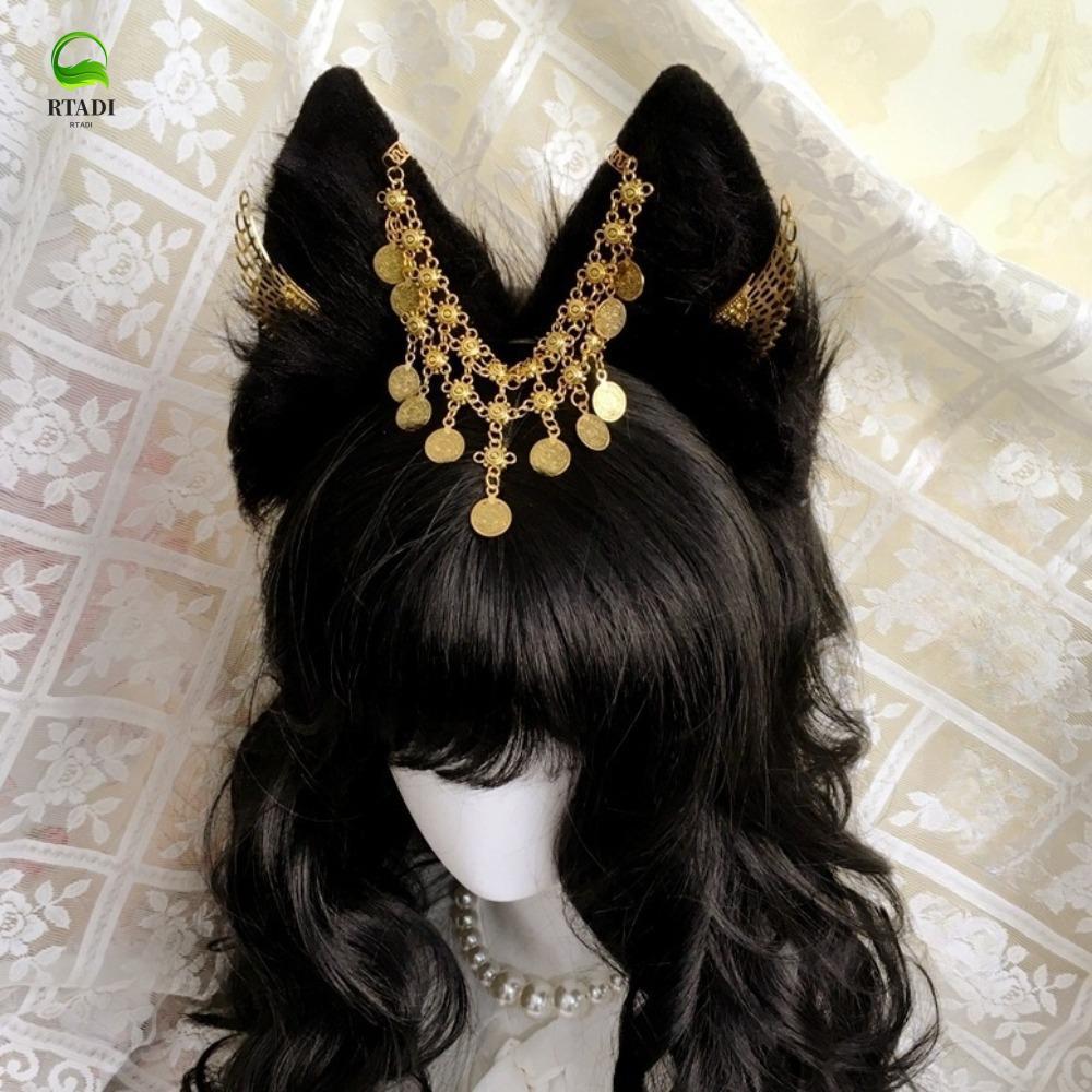 RTADI Hairband แบบพุช ก็อติกอียิปต์ พร้อมปีกทองคำ สำหรับ cosplay Anubis