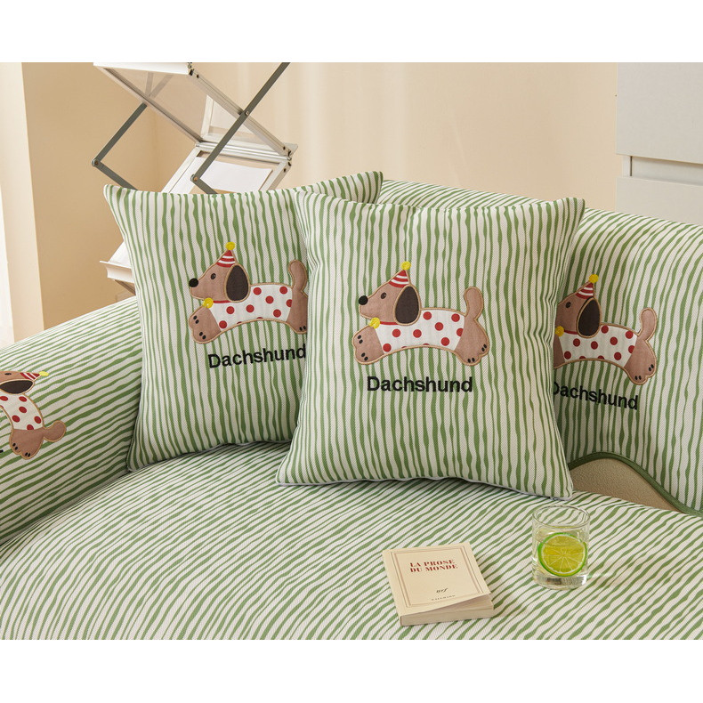 ผ้าคลุมโซฟารู้สึกเย็นเย็บปักถักร้อยการ์ตูนสุนัขตกแต่งบ้านเบาะรองนั่งเครื่องซักผ้าผ้าเคลือบ 4 สี หลายขนาด - รูปที่ 4