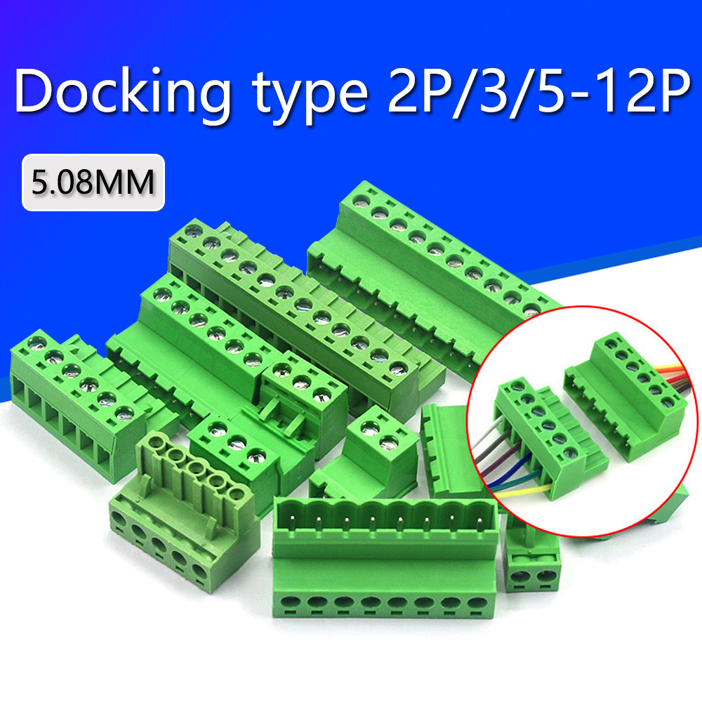 10 ชุด 5.08MM Pluggable Terminal Blocks Connector KF2EDGKR 5.08 Butting สไตล์ 2/3/4/5/6/7/8 Pin สกรู Terminal