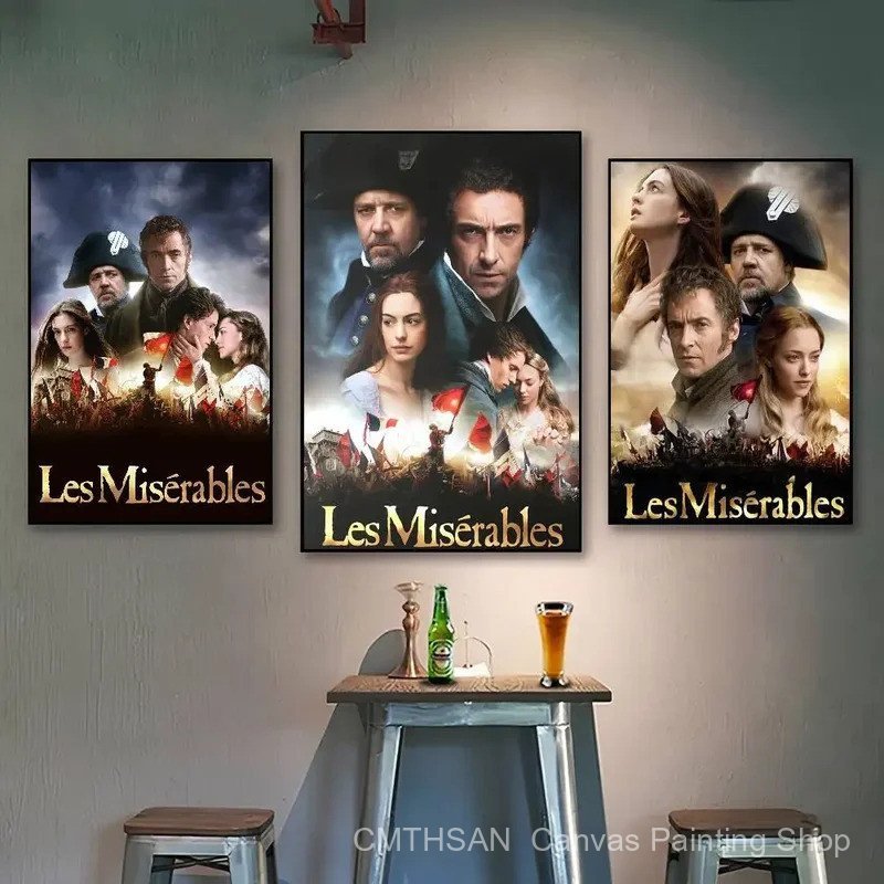 ภาพยนตร์ Les Miserables โปสเตอร์ผนังสําหรับห้องนั่งเล่นบาร์ภาพวาดตกแต่งวินเทจ