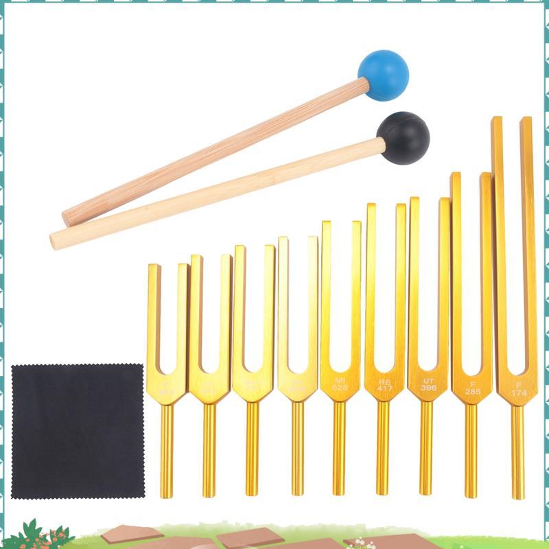 Uejfrdkuwg Tuning Forks Set 9 ชิ้น 174/285/396/417/528/639/741/8552/963Hz Tuning Forkra