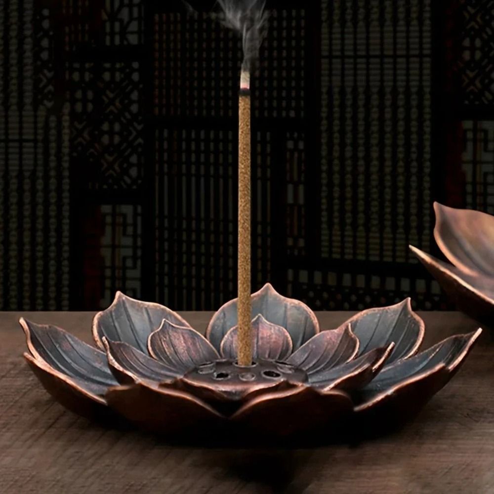 AUGUSTINA กระถางธูป, 2/3 ชั้นที่ถอดออกได้ผู้ถือธูป Ash Catcher, เครื่องประดับ 6 หลุม Lotus Design Vintage Lotus Aromatherapy Stand Office Use ราคา ถูกที่สุด ดีลบีเคเค แกลเลอรีภาพที่ 5