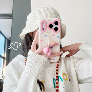 3D จี้รูปหัวใจซิลิโคนเคสโทรศัพท์สําหรับ iPhone 13 14 15 16 17 Pro Max ปลอกซิลิโคนอ่อนนุ่มฝาครอบป้องกันสําหรับ iPhone16Promax กรณี