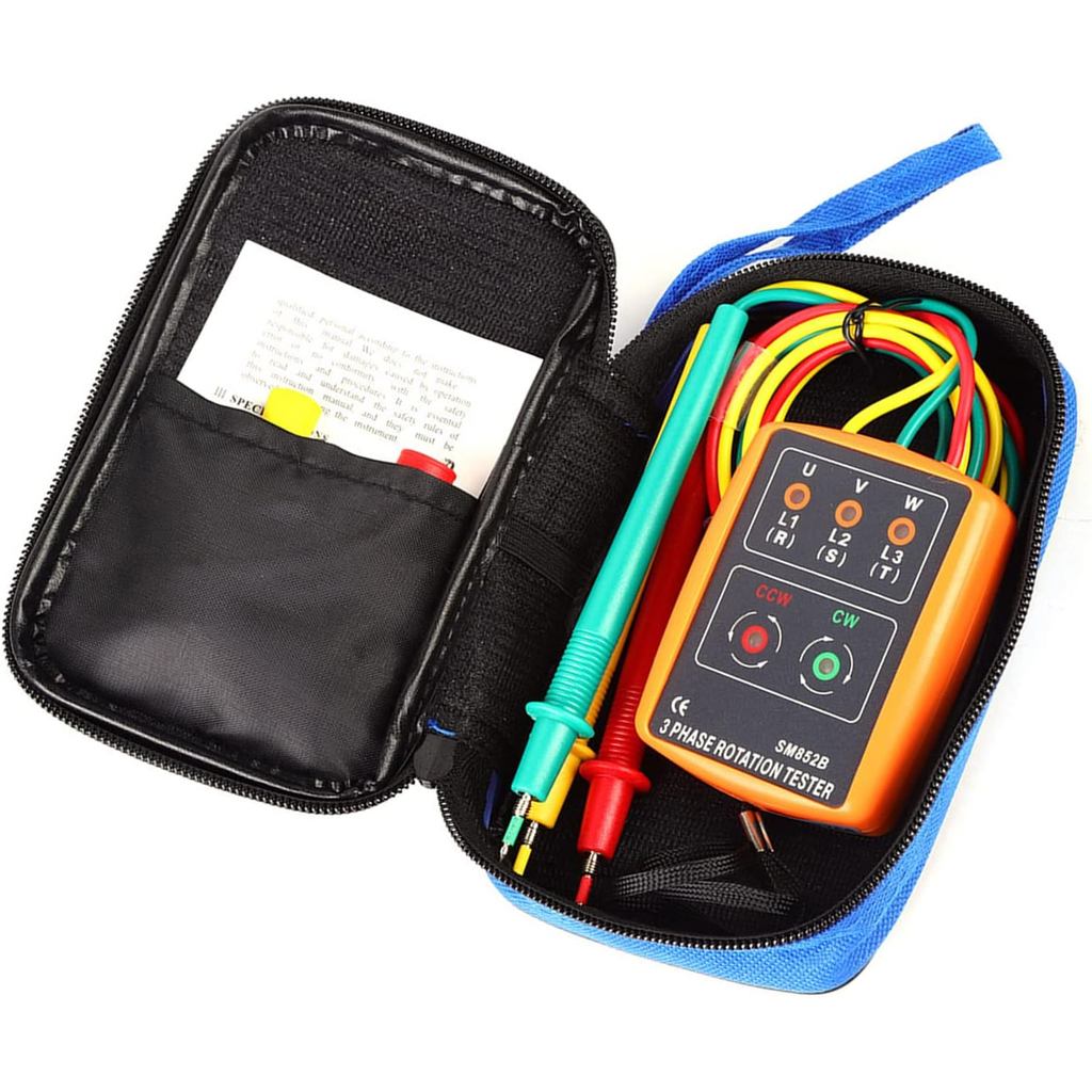 1 ชุดเครื่องทดสอบลําดับแบบพกพา -852B 60V ~ 600V AC 3-Phase Sequence Order การหมุนตัวบ่งชี้เครื่องทดส