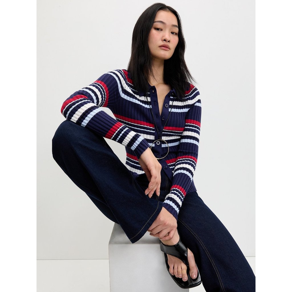 [Pomelo] เสื้อถักลายทาง / Striped Knit Top — صورة 5