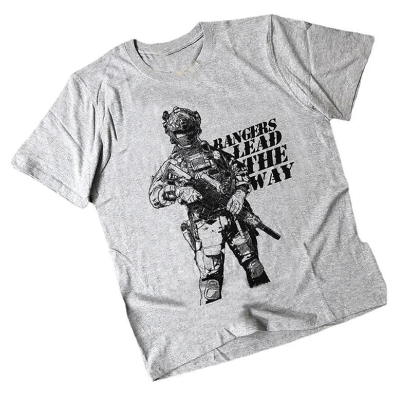 เสื้อยืดผ้าฝ้าย 100% แบบคอสั้นแขนสั้น สไตล์ US Army Special Forces Ranger เหมาะสำหรับฤดูร้อนและสวมใส