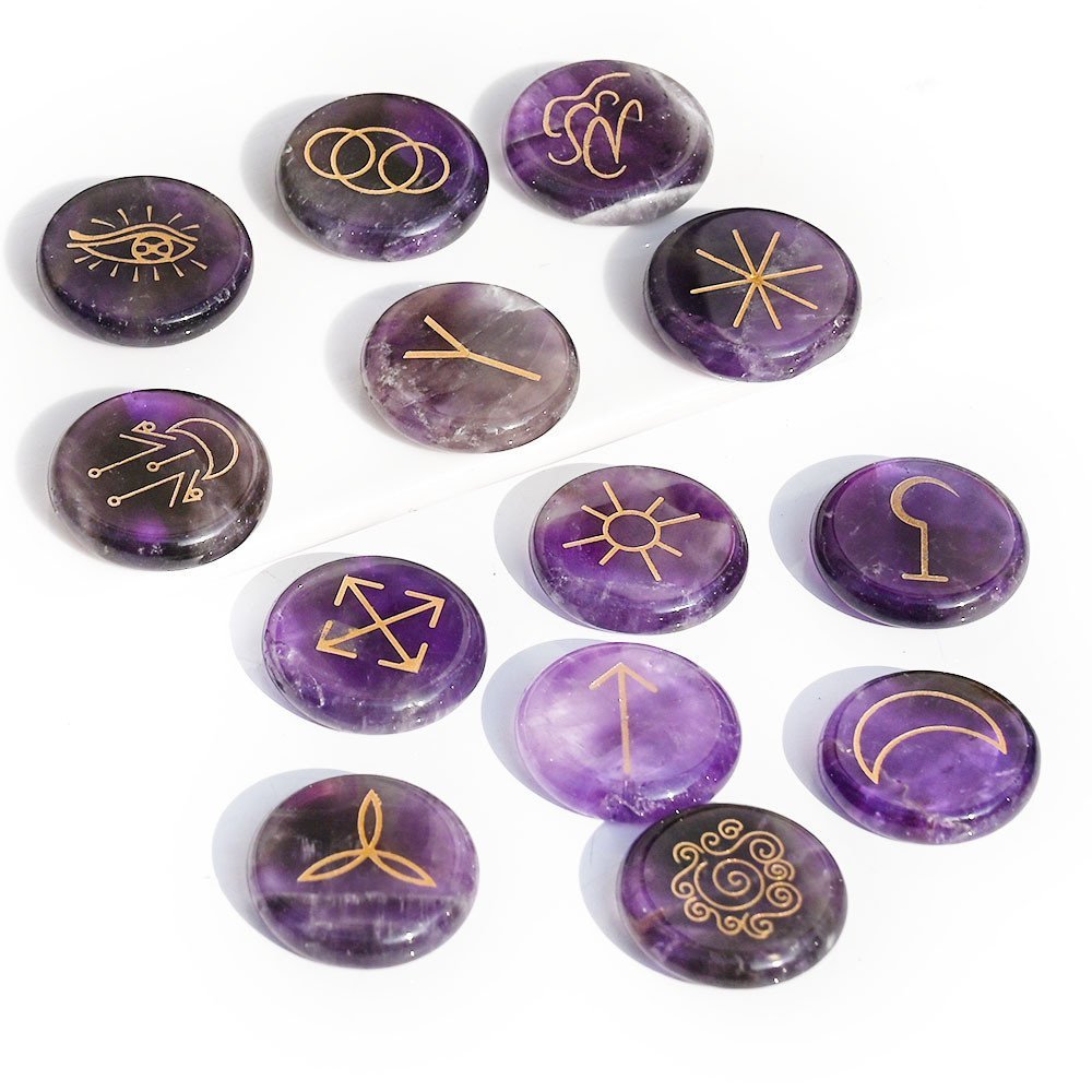 Amethyst Symbol แม่มดวิ่งชุดวิ่งวิ่ง Agate Explore Natural Crystal IY8R