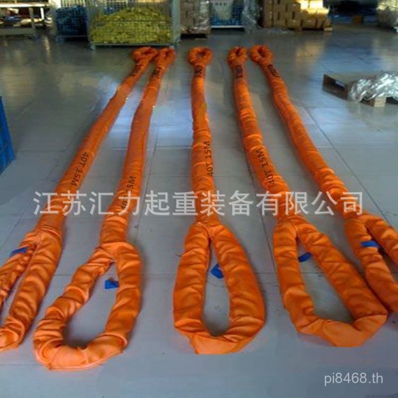 สลิง 50t4m สลิงยืดหยุ่น 50t6m สลิงยืดหยุ่นพร้อม Sheath รอบสลิงหัวเข็มขัดคู่ I6WE