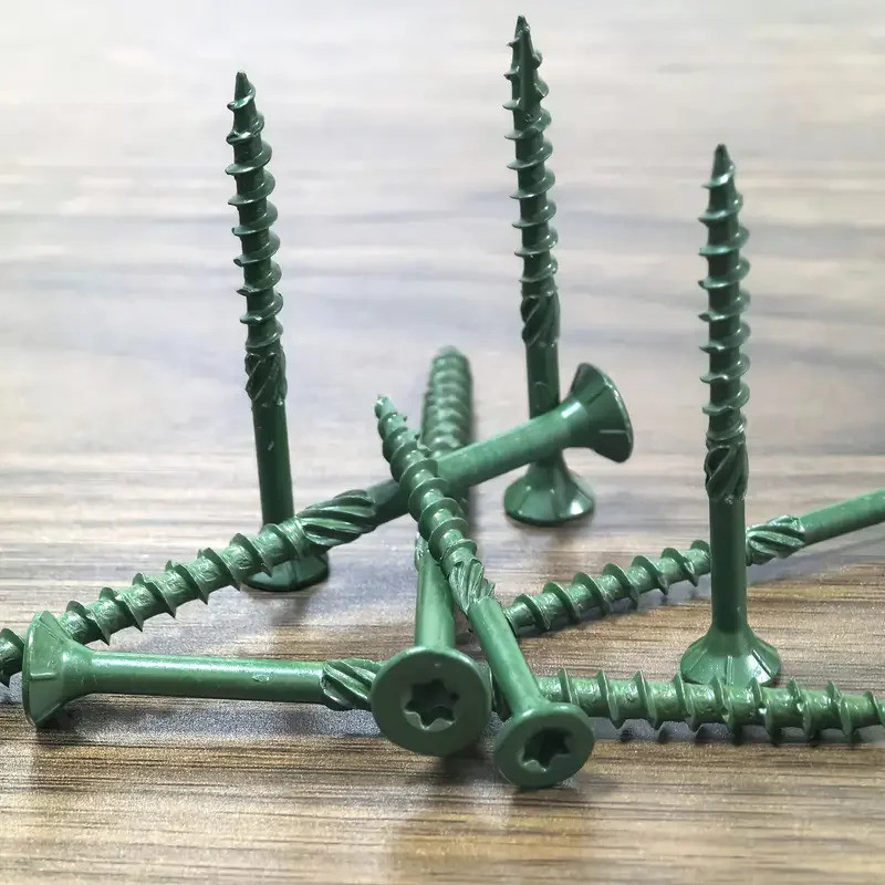 100pcs#8 x 1-1/2"#8 x 2"#10 x 3" rustproof, green epoxy coating, outdoor Screws, Torx/Star Drive, T2