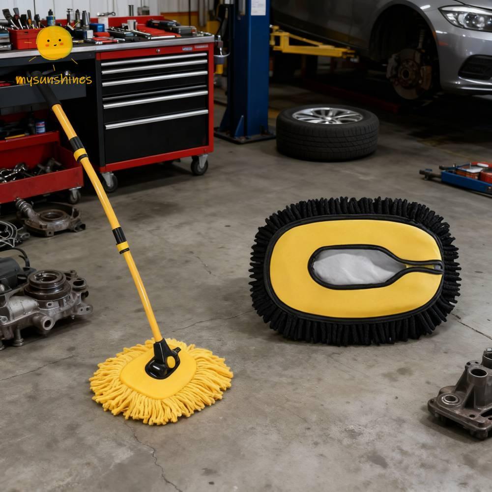 ☀MS แปรงทําความสะอาดรถยนต์ Telescoping Auto Washing Mop ด้ามยาว Auto Detailing Mop Chenille Auto Car