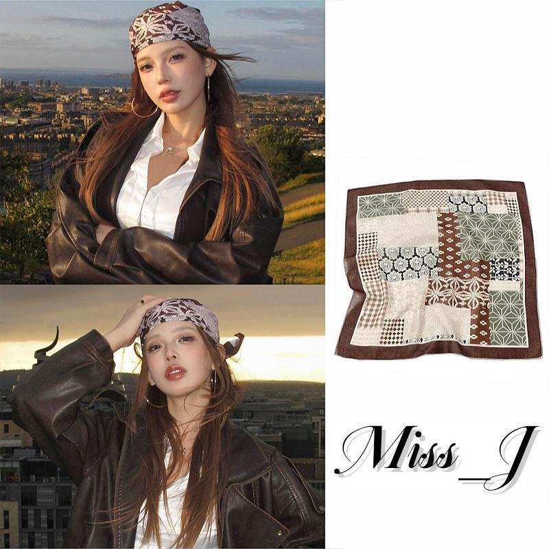 Miss_J พร้อมส่งจากกทม🎀บล็อกเกอร์เกาหลี ผ้าพันคอฝ้ายลินิน 70x70 ซม. ลายดอกมะม่วงหิมพานต์ ให้บรรยากาศผู้หญิง