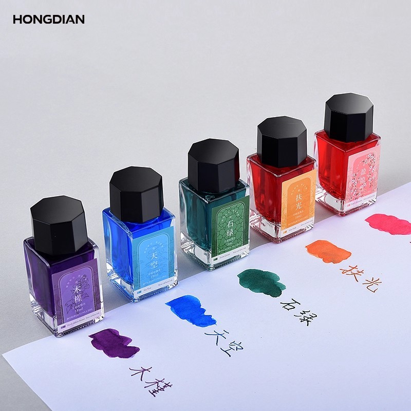 ปากกาหมึก Hongdian พร้อมสี การประดิษฐ์ตัวอักษรเม็ดสีสูตรน้ําที่ไม่ใช่คาร์บอน 18 สี 18ml