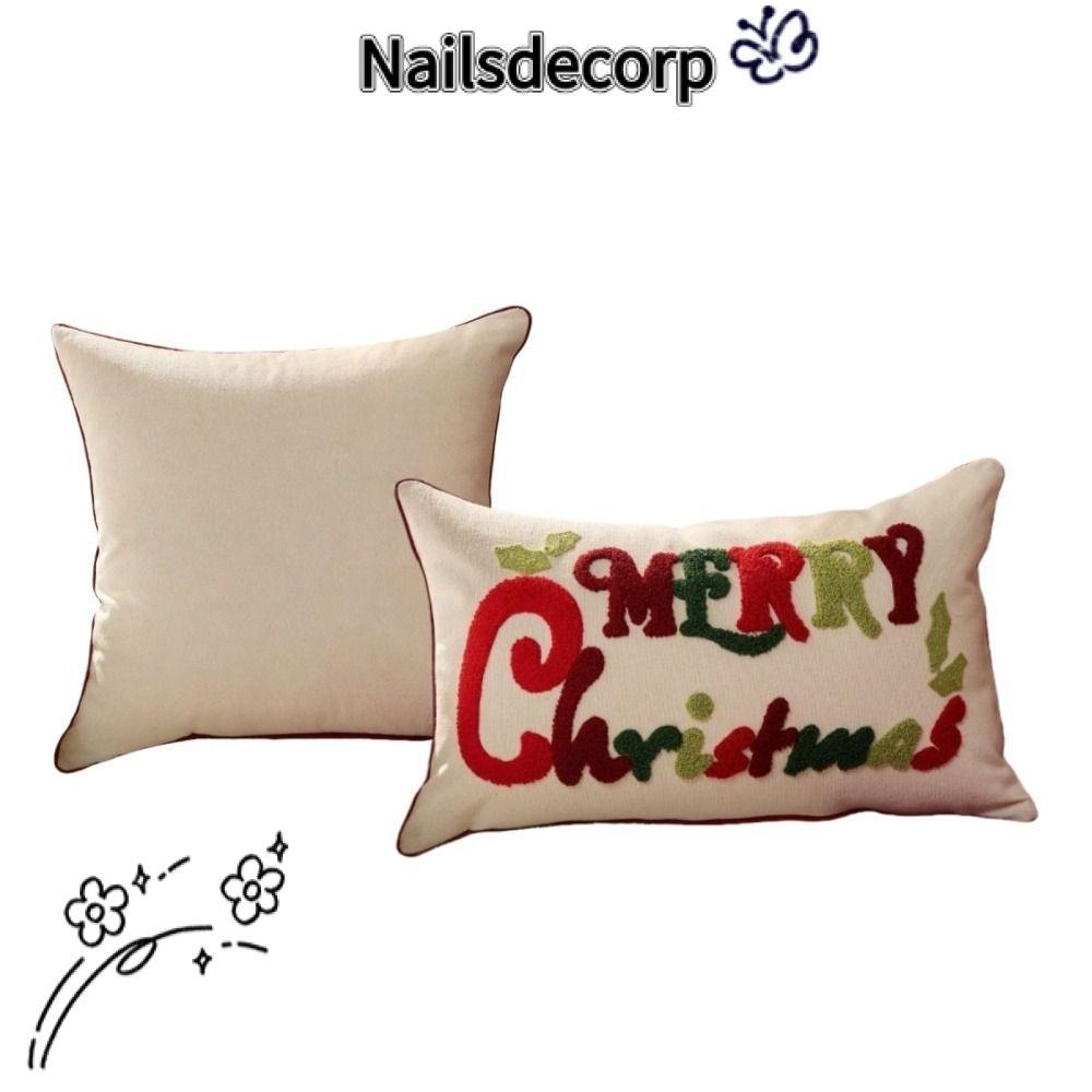 NAILS หมอนตุ๊กตา, 30x50 45x45 โยนหมอน, การออกแบบปัก Merry Christmas โซฟาสีสันสดใสเบาะรองนั่งตกแต่งวั