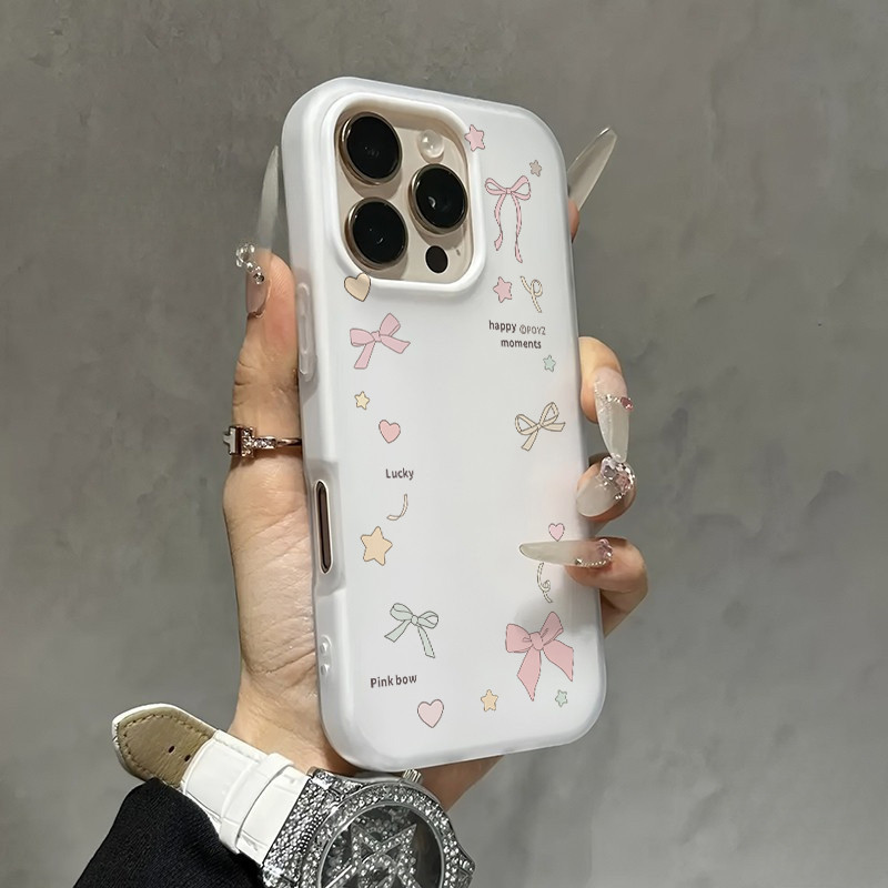 🍄AWIFI🍄เคสโทรศัพท์ ดูดีเรียบง่ายลายสวยน่ารัก เหมาะสำหรับเคสไอโฟน iphone 11 17 16 Pro Max XR 12 13 14 15 สีชมพูสวยงาม#080