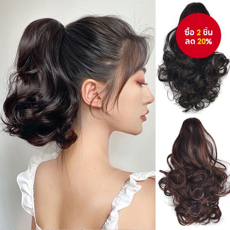 ส่วนต่อขยายผมหางม้าสั้นสังเคราะห์ขนาด 10 นิ้วพร้อมคลิปหนีบเล็บขนาดใหญ่ - วิกผมสีดํา/สีน้ําตาล