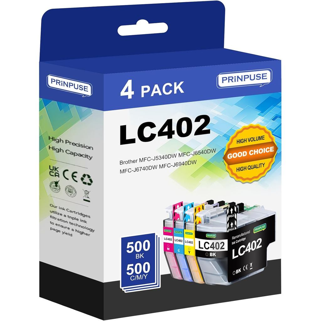 LC402 Ink Cartridges Replacements for Brother LC402XL LC402 Ink Cartridges for Brother Printer MFC-J