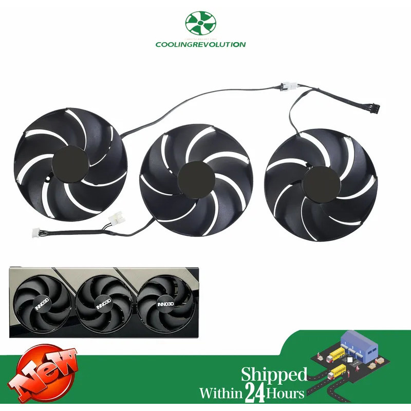 98 มม.FD10020M12D พัดลมการ์ดกราฟิกสําหรับ INNO3D GEFORCE RTX 4090 X3 OC พัดลม