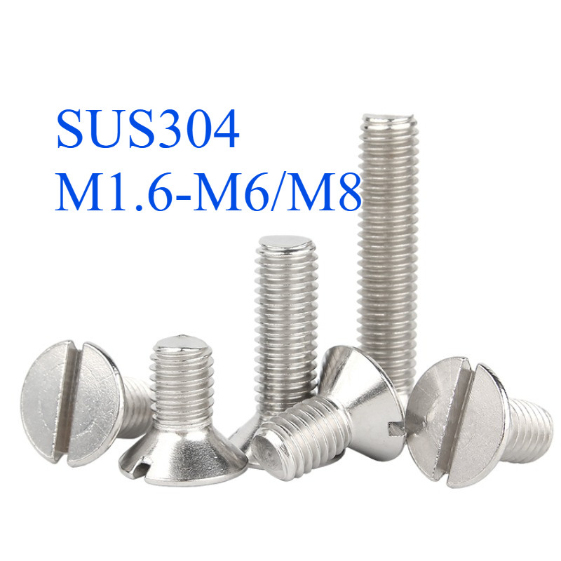 GB68 304 สแตนเลส one-word slot consunk หัวสกรู slotted แบนหัวสกรู M1.6M2M2.5M3M4M5M6M8M10lgx-MB