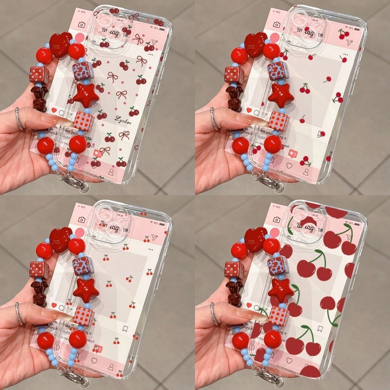 Red Cherry Chain สําหรับ Xiaomi Redmi หมายเหตุ 14 13 Pro Plus 15C 14C 13C 13 12 A5 หมายเหตุ 12 11 Pr