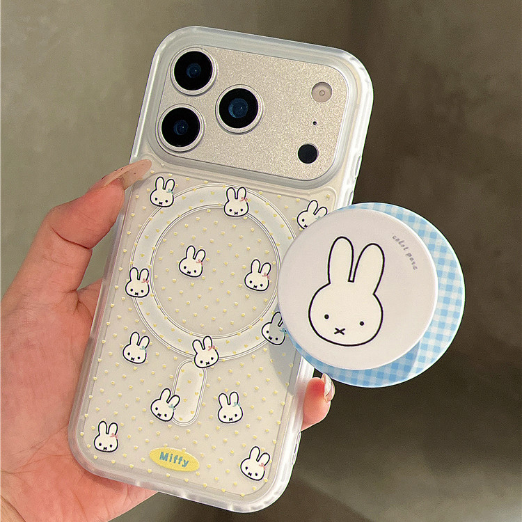รูปแบบกระต่ายสีขาวสําหรับ iPhone 11 12 Pro 13 Pro Max 15 Pro Max 14 16 Pro 16 Plus 17 Air 17 Pro 17 