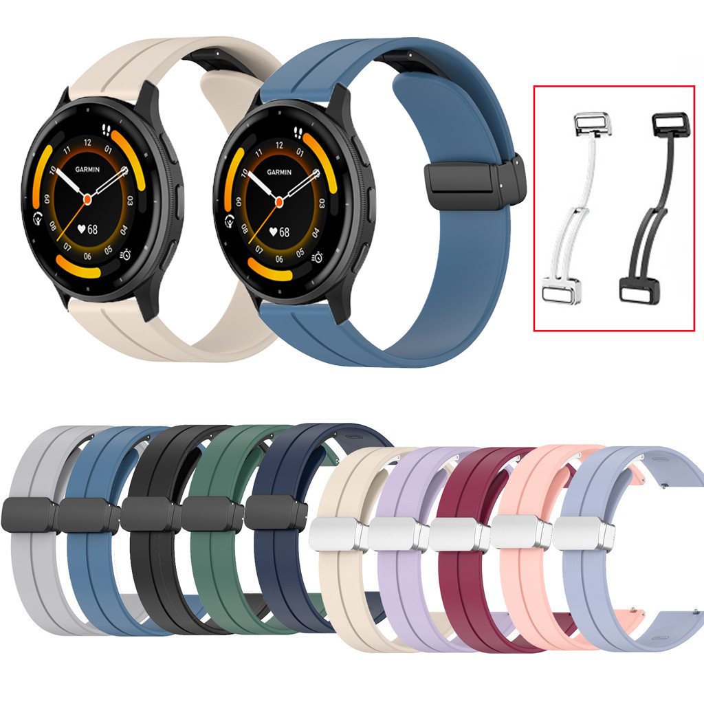 20 มม.ซิลิโคนแม่เหล็กสายคล้องคอสําหรับ Garmin Vivoactive 6 5 3 เพลง Vivomove 3/HR Luxe สไตล์แนวโน้มน