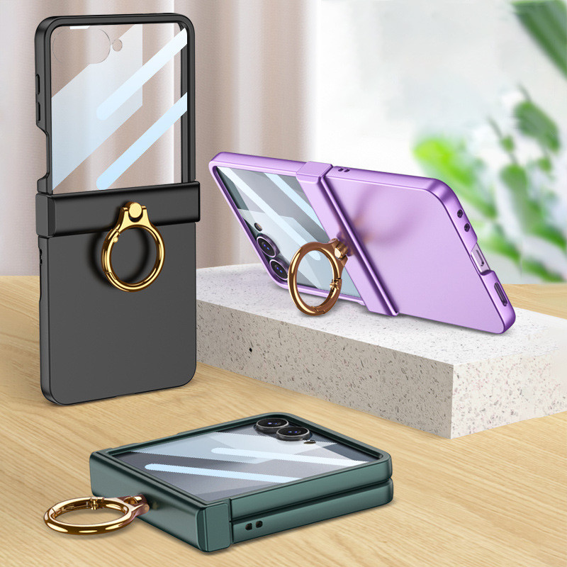 สําหรับเคสโทรศัพท์ Samsung Galaxy Flip 7 Flip 7 ฟิล์มเปลือกเคสในตัวที่ใส่แหวน Flip 7 เคสกันกระแทก