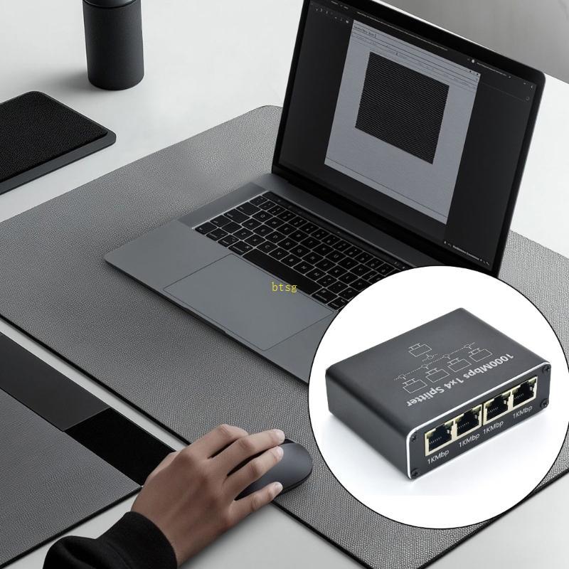 Btsg LAN Splitter 1 ถึง 2 3 4 1000 Mbps Ethernet Splitter พร้อมสายไฟ Type C