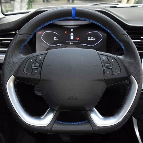 Black-Blue Line Steering Wheel Cover For Citroen DS5 DS 5 DS4S DS 4S 2013-2018