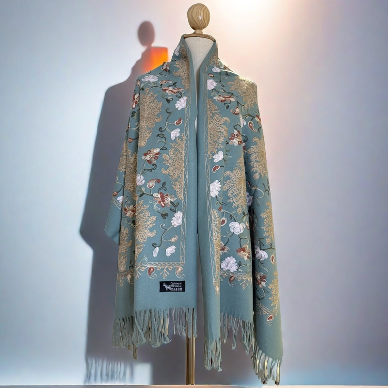 ลาเวน วินเทจเม็ดมะม่วงหิมพานต์ชาติพันธุ์ผ้าคลุมไหล่มุสลิมผ้าคลุมศีรษะ ผ้าแจ็คการ์ด พู่ผ้าคลุมไหล่ผู้หญิงสบายผ้าพันคอหนา1