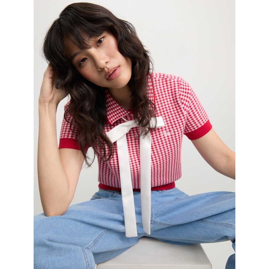 [Pomelo] เสื้อโปโลลายกิงแฮม Gingham Polo Top
