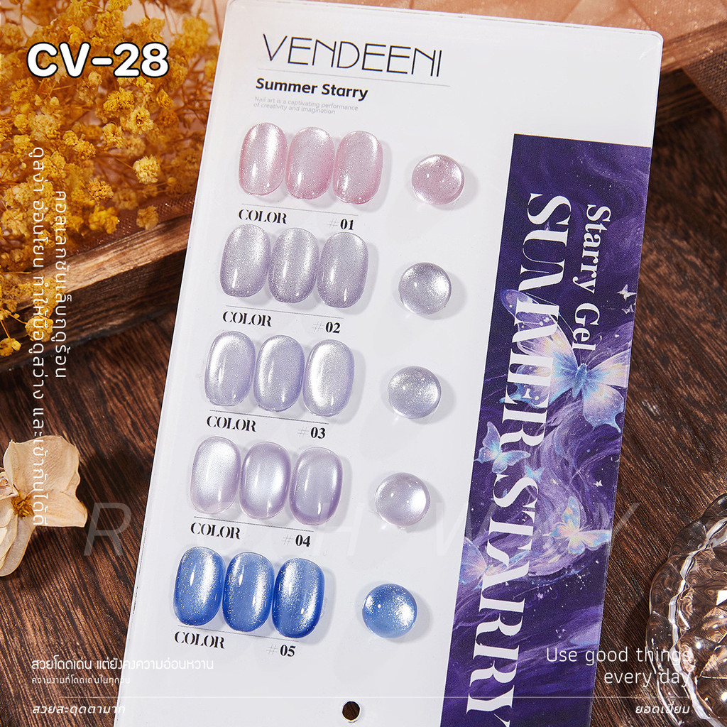 Vendeeni เซ็ตสีเจลทาเล็บลูกแก้ว 5-6 ขวด แคทอายลูกแก้ว + กลิตเตอร์ ผงละเอียด สีเจลเล่นแสงสวย ติดทนนาน - รูปที่ 6