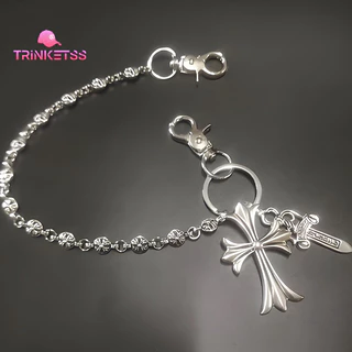 COD🚚ลูกปัดกลม ไม้กางเขน สตรีท ย้อนยุค โซ่กางเกง โซ่เอว ฮิปฮอป-Trinketss