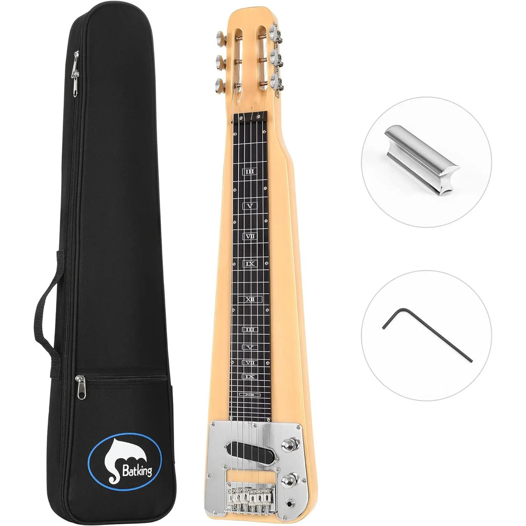 กีตาร์เหล็ก Lap, กีตาร์สไลด์ไฟฟ้า 6 สาย Slotted Headstock เหล็ก Guiter พร้อม Gigbag &slide Bar