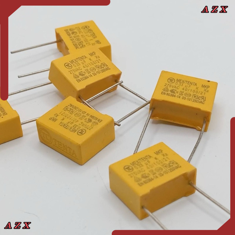 Cโฟลี่ 330นาโน 275v แพ็ค5ชิ้น MEX/TENTA MKP 0.33 UF K X2 275VAC 40/100/21 EN 60384-14 03-10 25GVAC