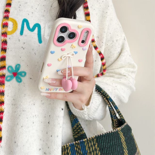 3D จี้รูปหัวใจซิลิโคนเคสโทรศัพท์สําหรับ iPhone 13 14 15 16 17 Pro Max ปลอกซิลิโคนอ่อนนุ่มฝาครอบป้องกันสําหรับ iPhone16Promax กรณี