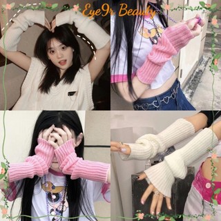 Long Fingerless Gloves Women Mitten Winter Arm Warmer Knitted Arm Sleeve Girls Punk  Gloves