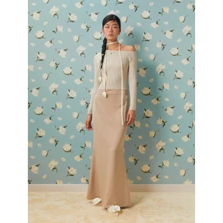 [Pomelo] เสื้อปาดไหล่ไหมพรมแขนยาว / Asymmetric Knit Top