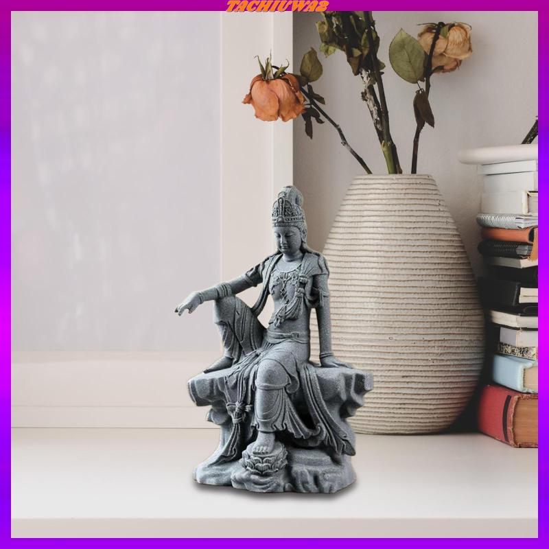 [Tachiuwa2] รูปปั้นเจ้าแม่กวนอิมเรซินสีเทา Kuanyin ประติมากรรมน้ําหนักเบาสําหรับการทําสมาธิ