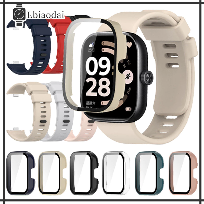 สายรัดซิลิโคนกรณีแก้วนิรภัย for Redmi Watch 6 5 4 ป้องกันหน้าจอ กันชน แถบยางกีฬานุ่ม อุปกรณ์ครอบคลุมแข็ง