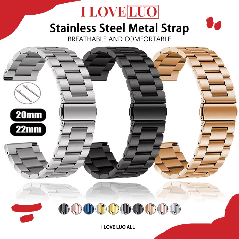 สายรัดโลหะ 20มม 22มม for Samsung Galaxy Watch 7/FE/6/5/4 แถบสแตนเลส for Redmi Watch 5 Active/Huawei GT 6/Amazfit/Garmin
