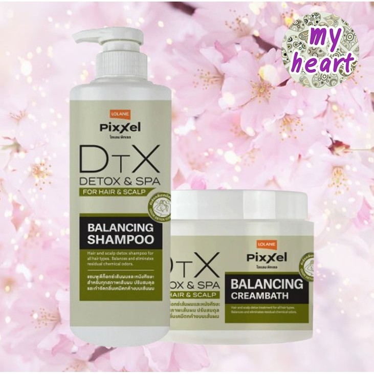 LOLANE Pixxel Detox & Spa Sparkling Soda Shampoo 550 ml/Creambath 475 g ทำความสะอาดล้ำลึก ขจัดสารเคมีและมลภาวะตกค้างสะสม