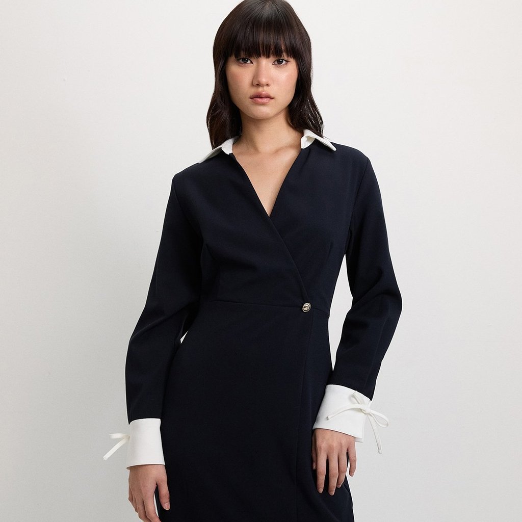[Pomelo] เดรสแต่งโบว์ที่แขนเสื้อ / Bow Tie Sleeves Dress — صورة 6