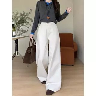 Anata ไซซ์ S-3XL กางเกงยีนส์ สไตล์เกาหลี แนววินเทจ เท้ากว้าง สวยๆเก๋ๆ Clothing Jean Lady ผู้หญิง