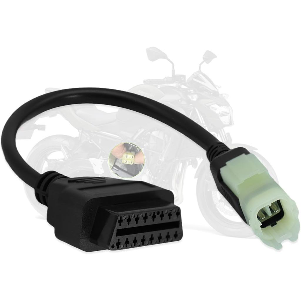 Obd2 Adapter Fit for Kawasaki Motorcycle 4 Pin to 16 Pin OBD Diagnostic Cable,for Z250/Z650/Z1000/ER