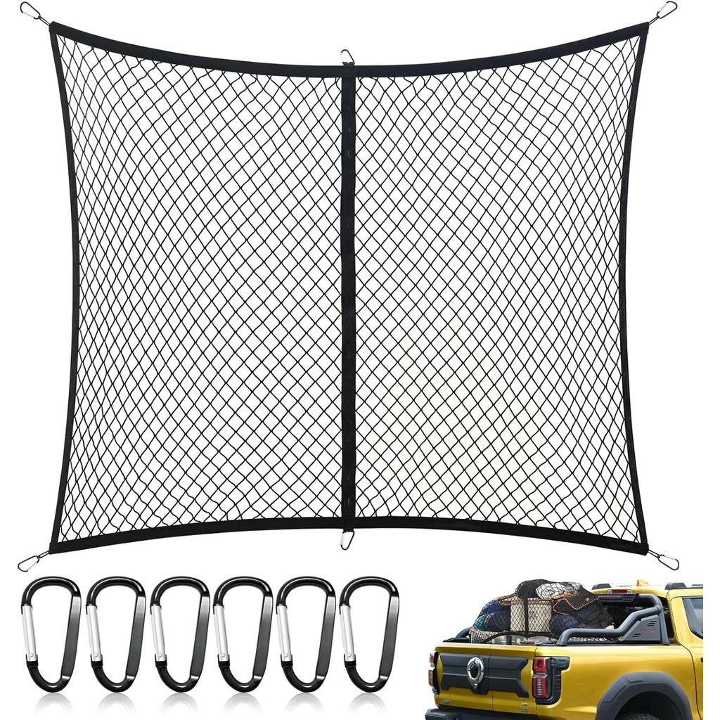 Highly Elastic Cargo Net - Heavy-Duty Truck Bed Cargo Net for Pickup Trucks, Vans, and SUVs | 4x4 FT