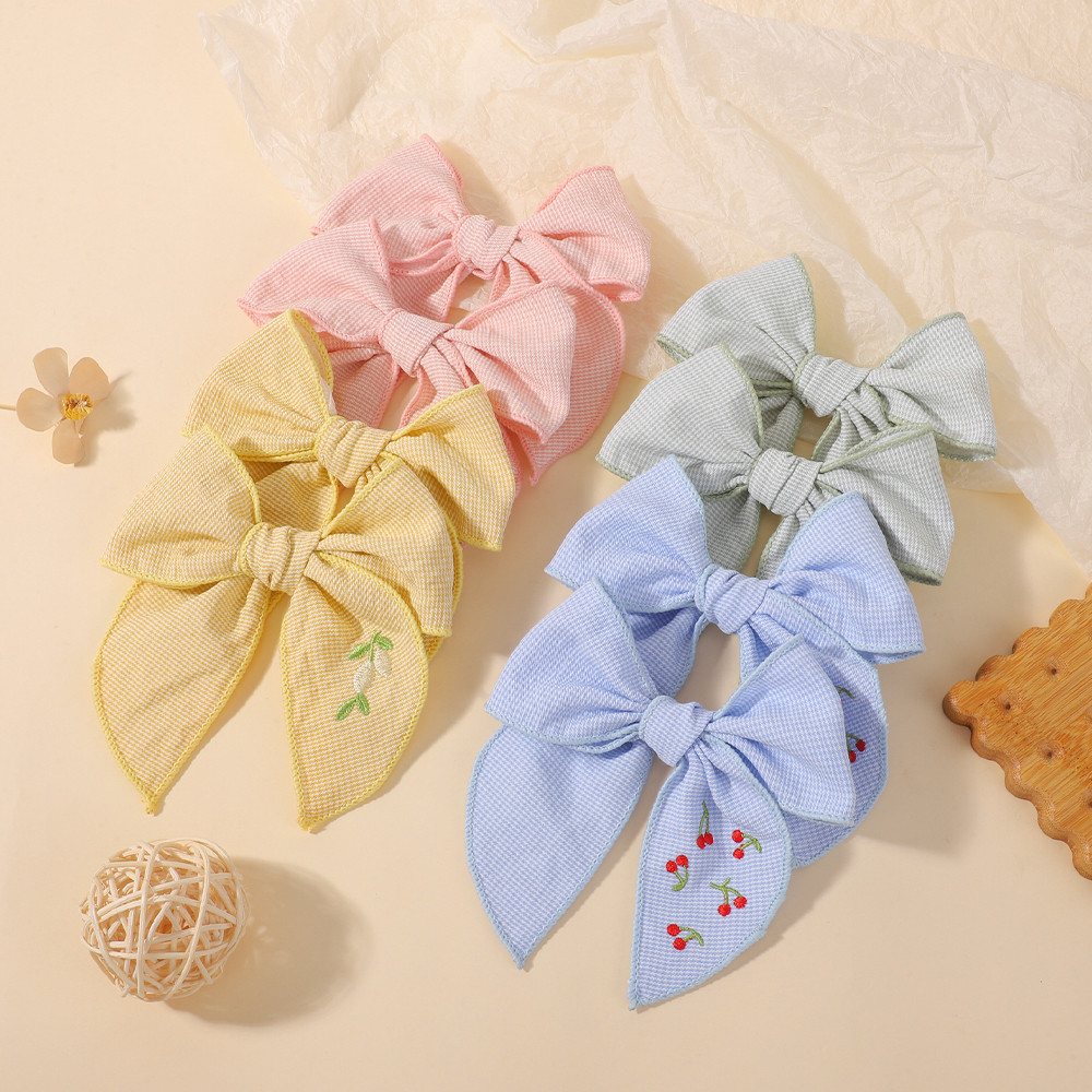 2pcs คลิปผมลายดอกไม้ผ้าฝ้าย สำหรับเด็กและสาวหวาน พร้อมHairpin ฤดูใบไม้ผลิ